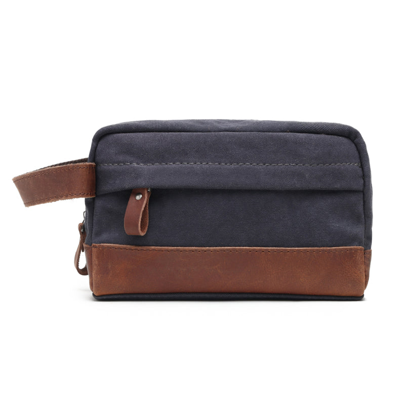 Washed Canvas Leather Gym Toiletry Bag