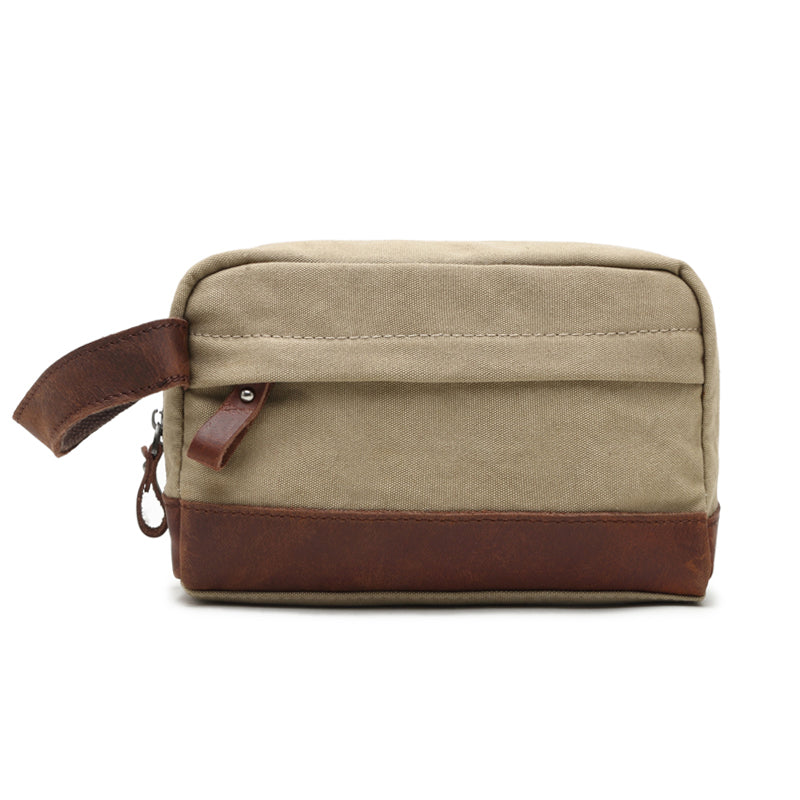 Washed Canvas Leather Gym Toiletry Bag