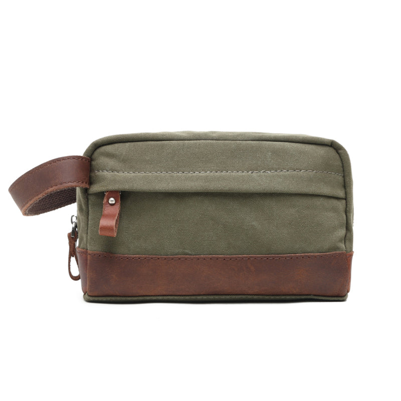 Washed Canvas Leather Gym Toiletry Bag