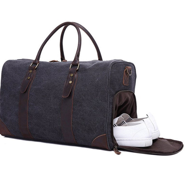 Paris Duffel Canvas Leather Trim Weekender