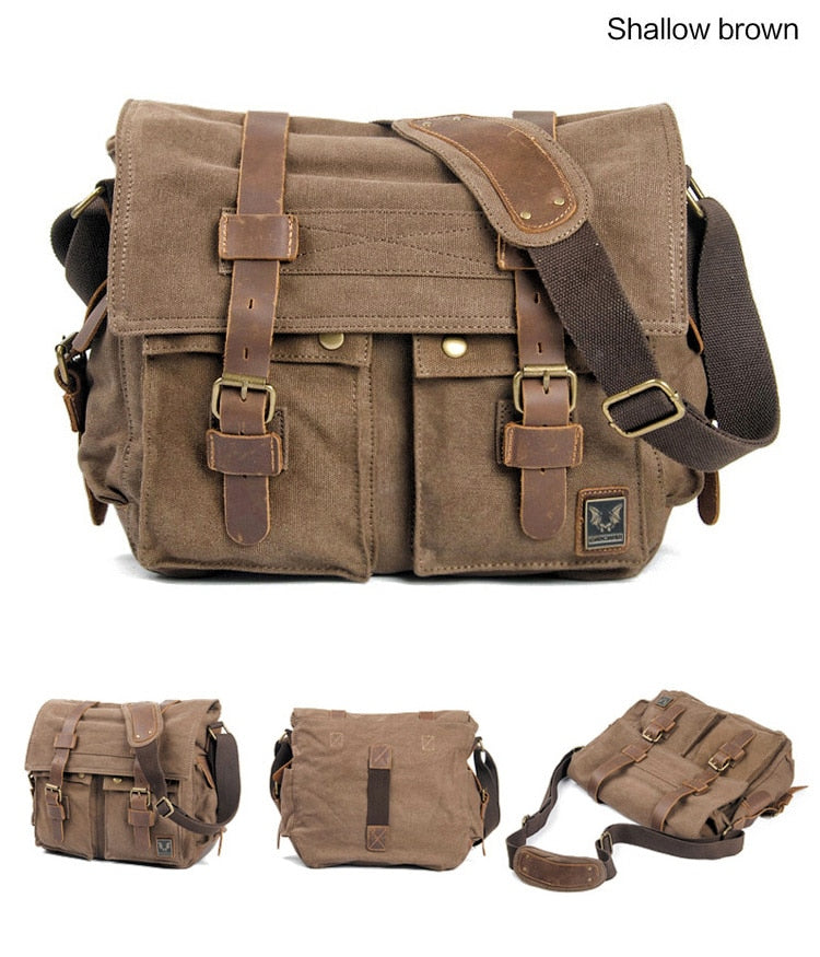 Canvas Leather Messenger Bag