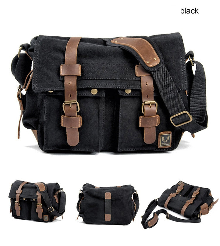 Canvas Leather Messenger Bag