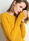 Solid Round Neck/Wool Cashmere Sweater