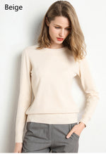 Solid Round Neck/Wool Cashmere Sweater