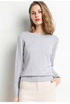 Solid Round Neck/Wool Cashmere Sweater