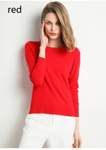 Solid Round Neck/Wool Cashmere Sweater