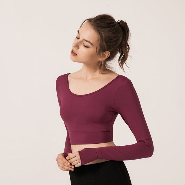 Long Sleeve Open Back Cross Top