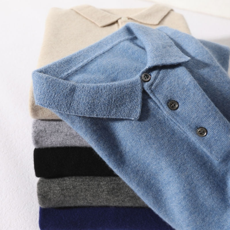 Winter & Autumn Soft Sweater 100% Cashmere Polo-Neck