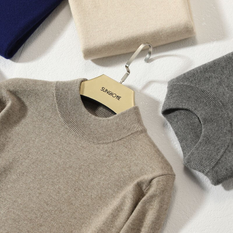 Half-High Neck Sweater 100% Cashmere Knitted