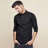 Cotton Button Plain T-Shirt Long Sleeve