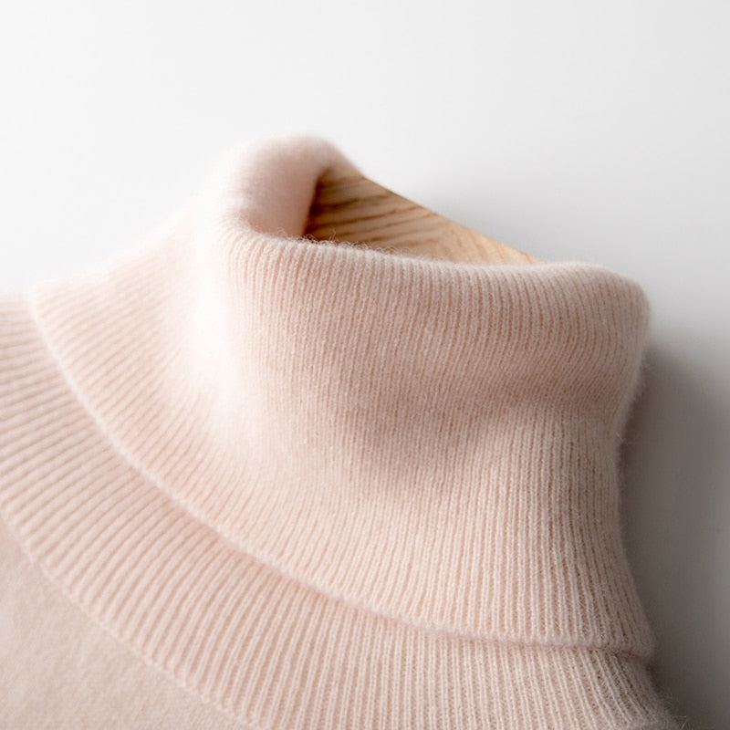 100% Pure Cashmere Knitted Turtleneck Pullover