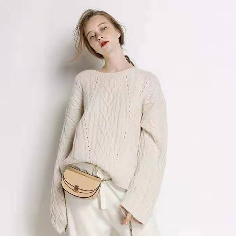 Cashmere & Wool O-Neck Loose Pullover