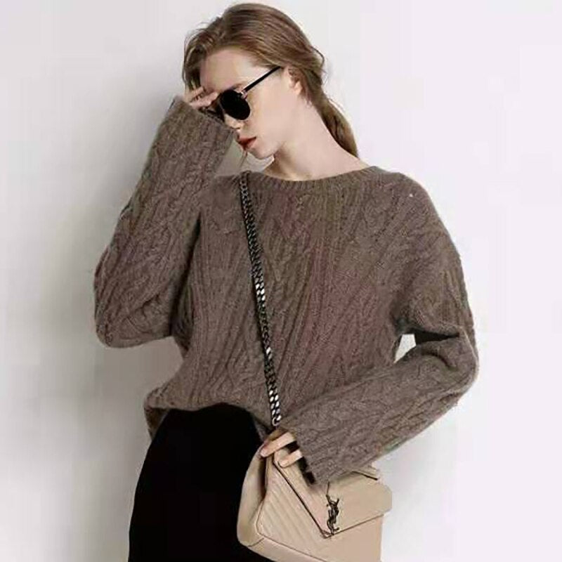 Cashmere & Wool O-Neck Loose Pullover