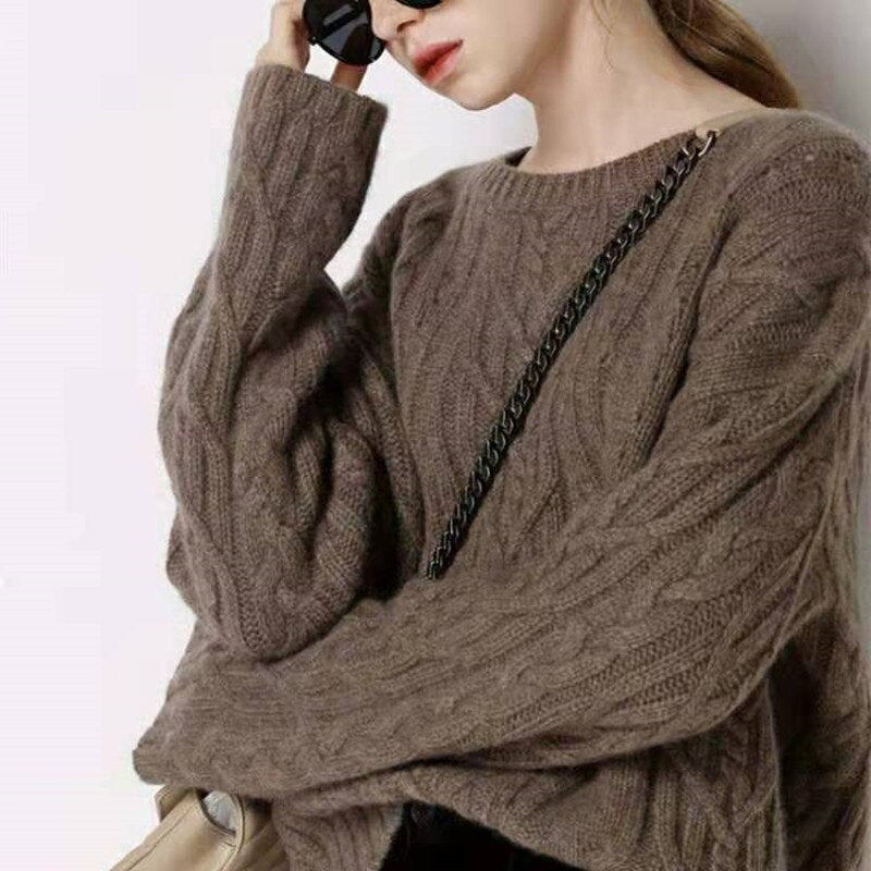 Cashmere & Wool O-Neck Loose Pullover