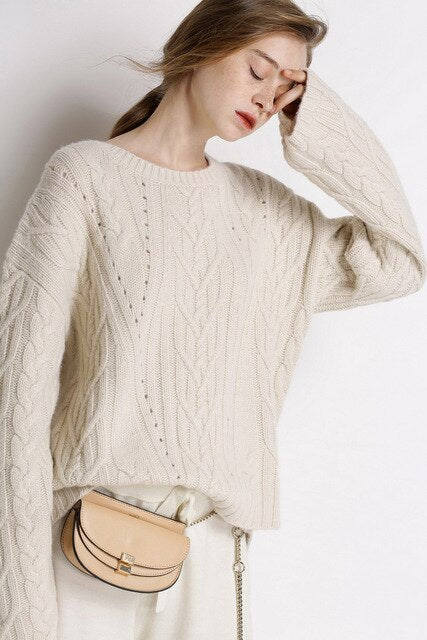 Cashmere & Wool O-Neck Loose Pullover