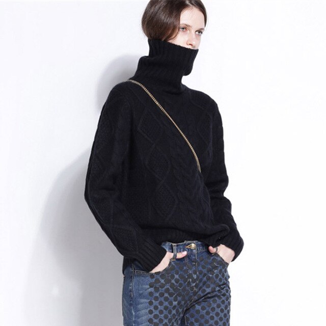 Heavy 100% Wool Turtleneck Twist