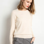 Solid Round Neck/Wool Cashmere Sweater