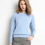 Solid Round Neck/Wool Cashmere Sweater