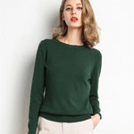 Solid Round Neck/Wool Cashmere Sweater