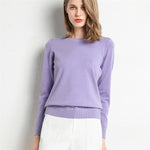 Solid Round Neck/Wool Cashmere Sweater