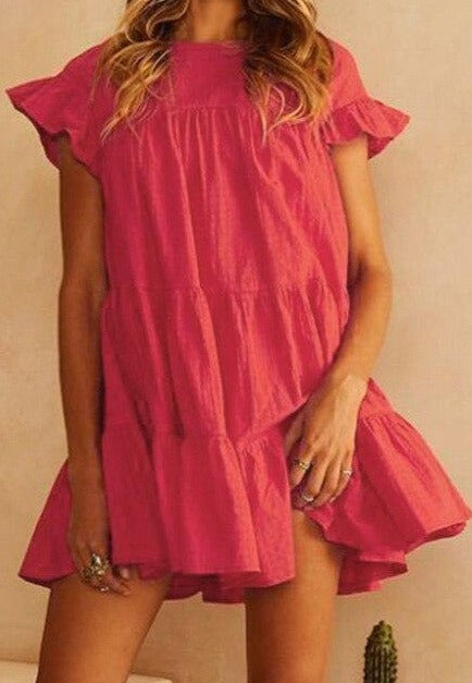 Short Sleeved Ruffled Dress