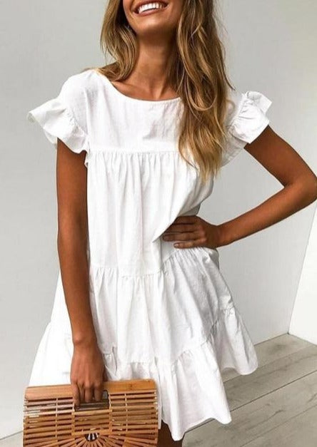 Short Sleeved Ruffled Dress