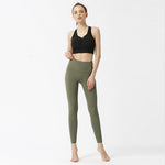 Yoga Leggings Side Pocket Waist Cross Back