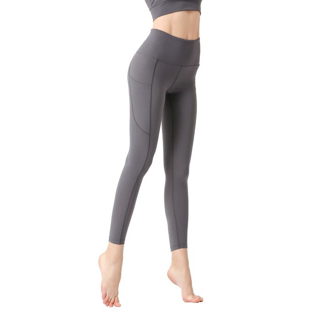 Yoga Leggings Side Pocket Waist Cross Back