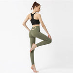 Yoga Leggings Side Pocket Waist Cross Back