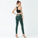 Yoga Leggings Side Pocket Waist Cross Back