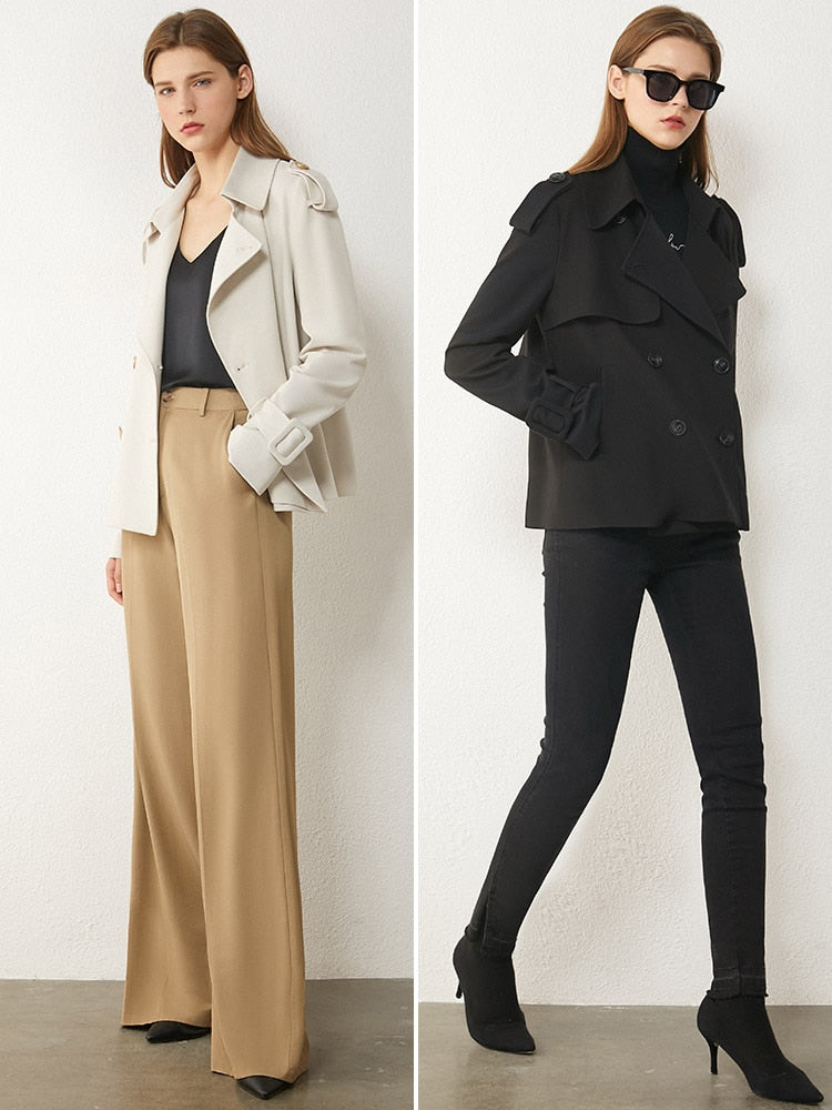 Double Breasted Short Autumn Trench Coat