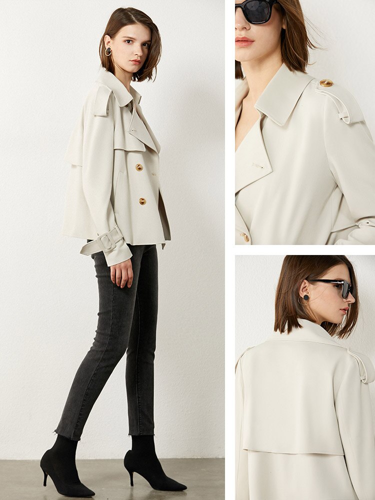 Double Breasted Short Autumn Trench Coat