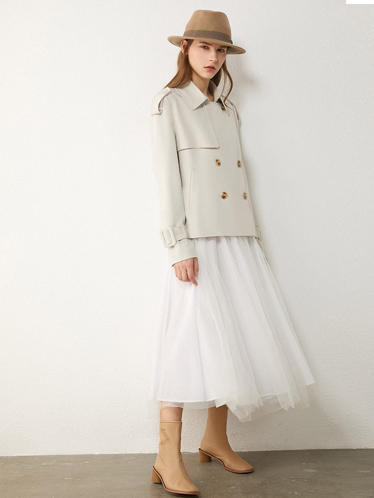 Double Breasted Short Autumn Trench Coat