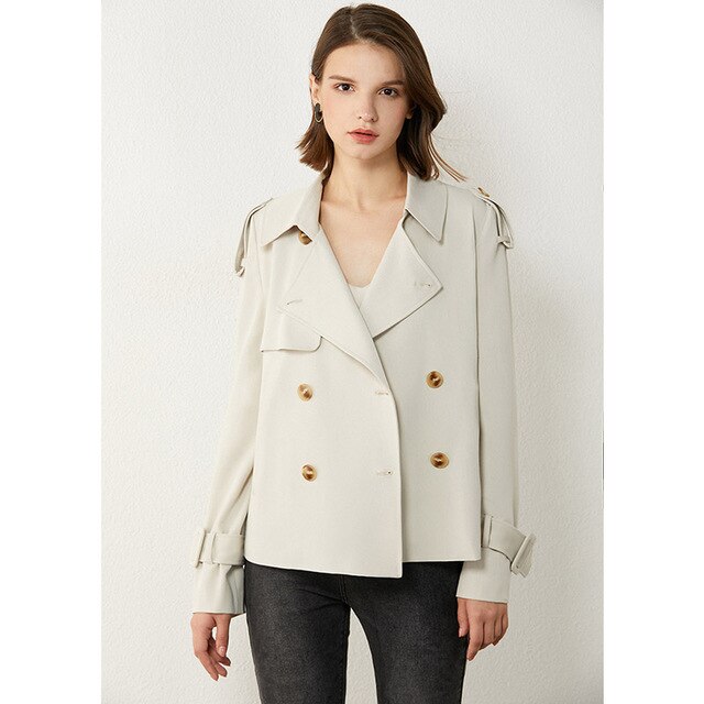 Double Breasted Short Autumn Trench Coat