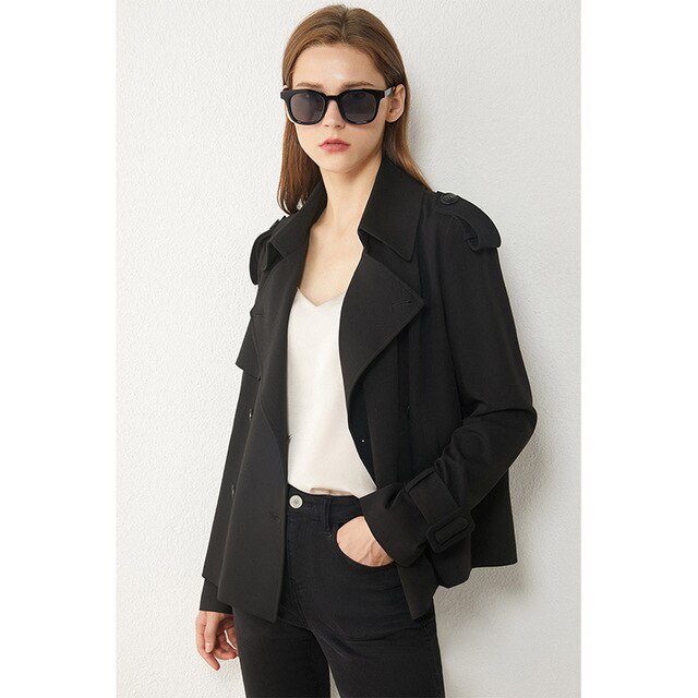 Double Breasted Short Autumn Trench Coat