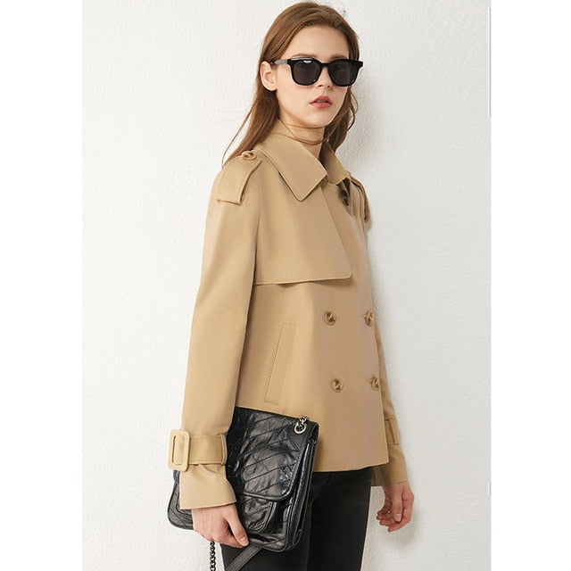 Double Breasted Short Autumn Trench Coat