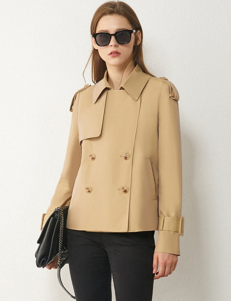Double Breasted Short Autumn Trench Coat