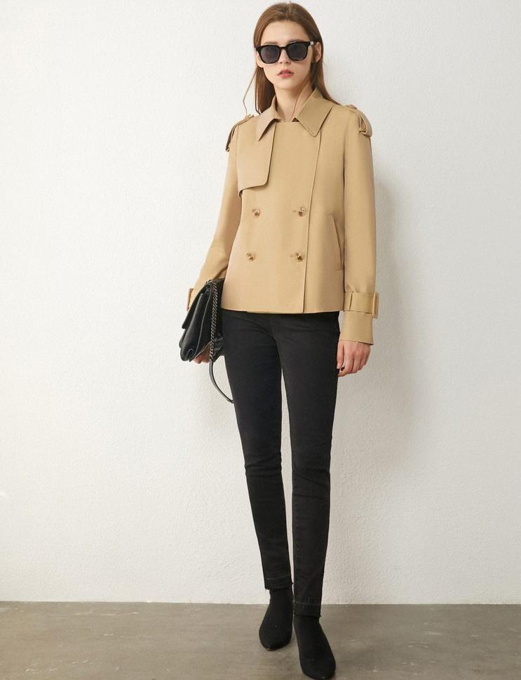 Double Breasted Short Autumn Trench Coat