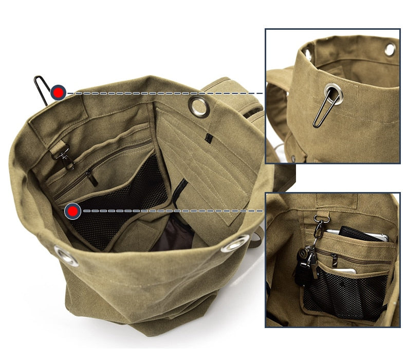 Canvas Multi-purpose Bucket Mountaineering Travel Bag