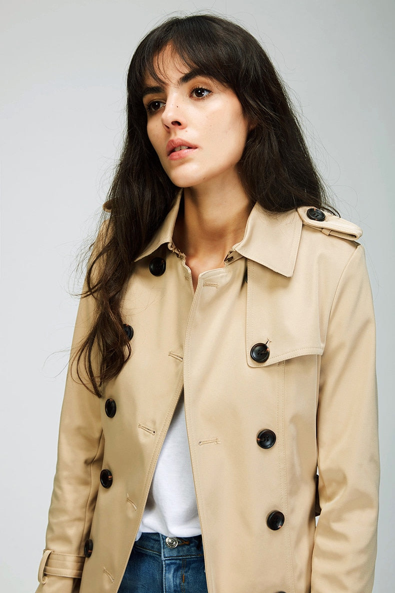 Classic Double Breasted Trench Coat Waterproof