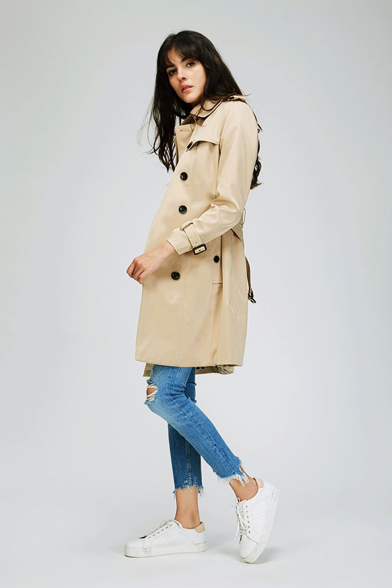 Classic Double Breasted Trench Coat Waterproof