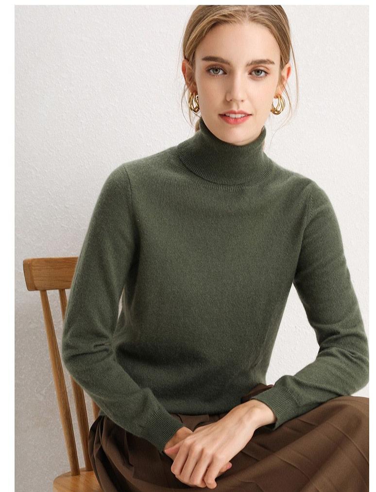 100% Pure Cashmere Knitted Turtleneck Pullover