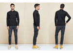 Cotton Button Plain T-Shirt Long Sleeve