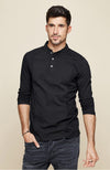 Cotton Button Plain T-Shirt Long Sleeve