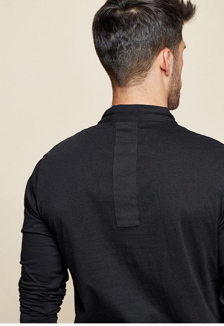 Cotton Button Plain T-Shirt Long Sleeve