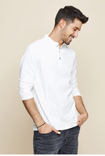Cotton Button Plain T-Shirt Long Sleeve