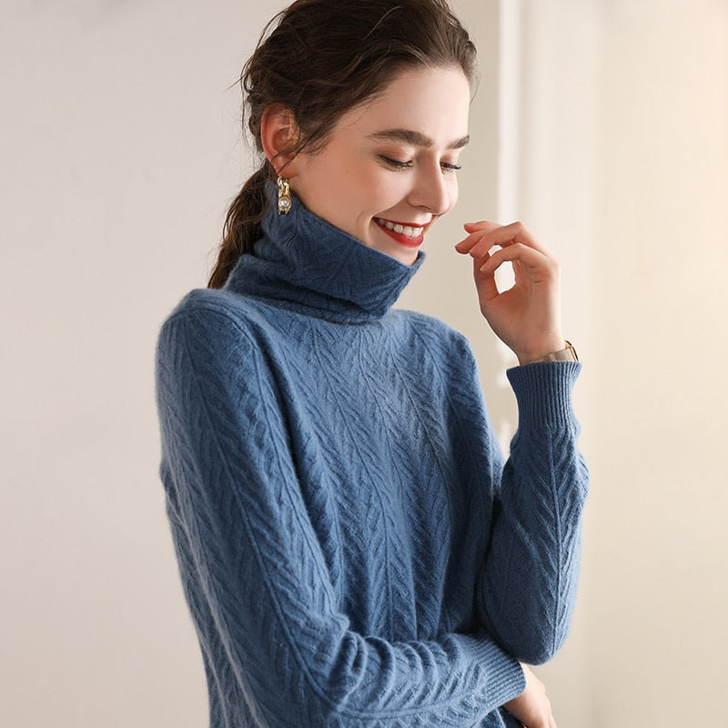 Turtleneck Warm 100% Cashmere Pullover