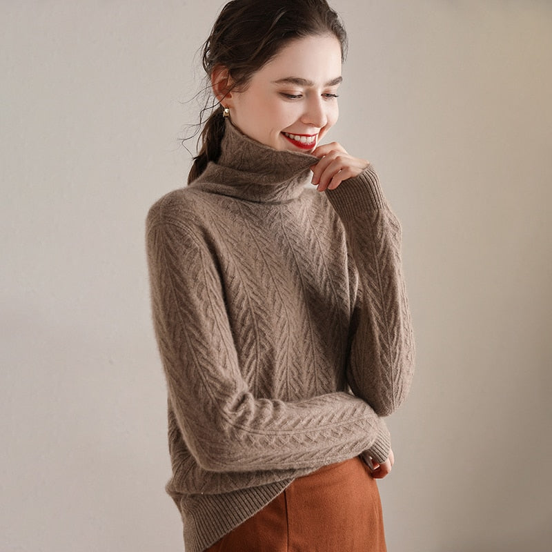 Turtleneck Warm 100% Cashmere Pullover