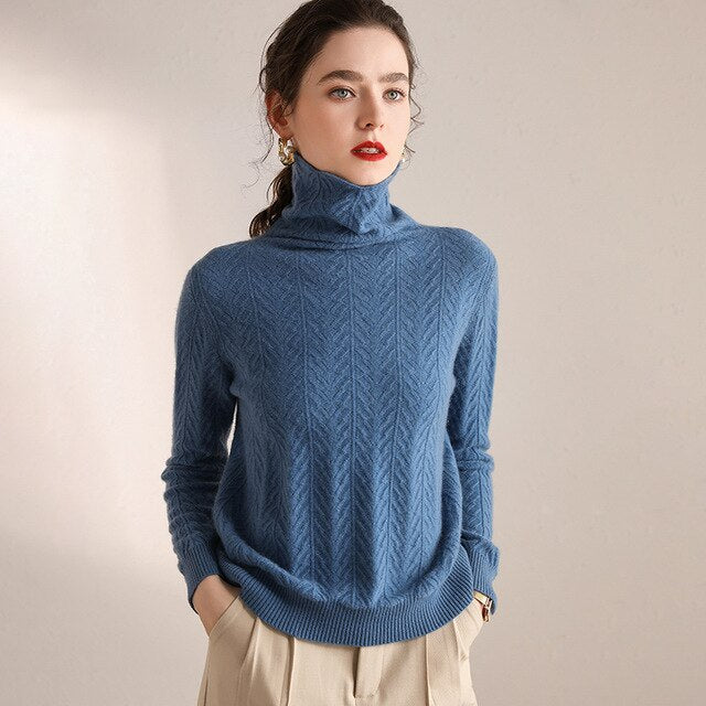 Turtleneck Warm 100% Cashmere Pullover