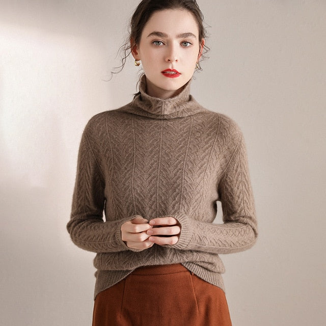 Turtleneck Warm 100% Cashmere Pullover